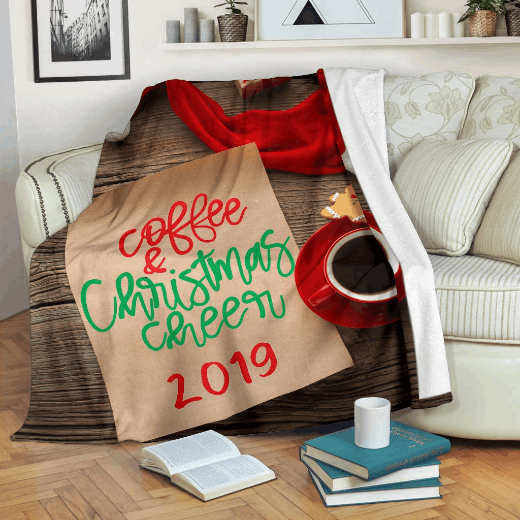 Coffee And Christmas Sherpa Fleece Blanket