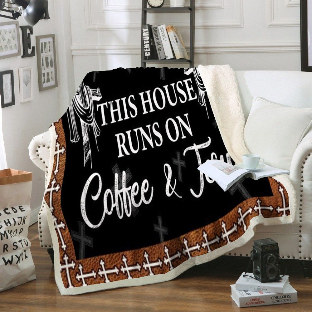 Coffee And Jesus Sherpa Fleece Blanket