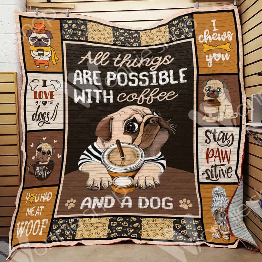 Coffee and Pug Dog Blanket LNT0512007 Quilt Blanket