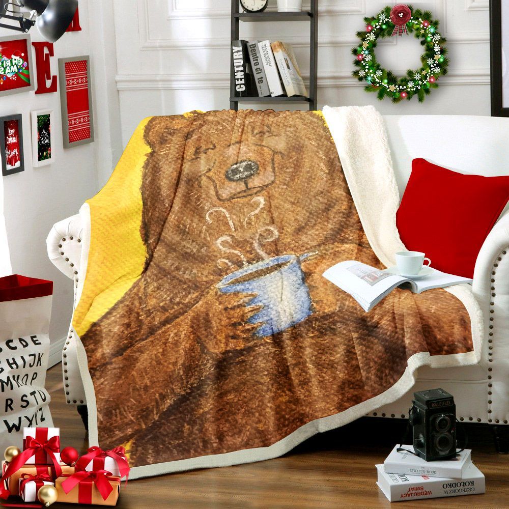 Coffee Bear Sherpa Fleece Blanket