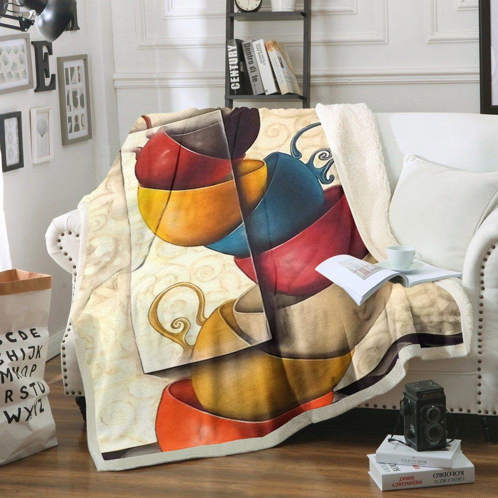 Coffee Sherpa Fleece Blanket