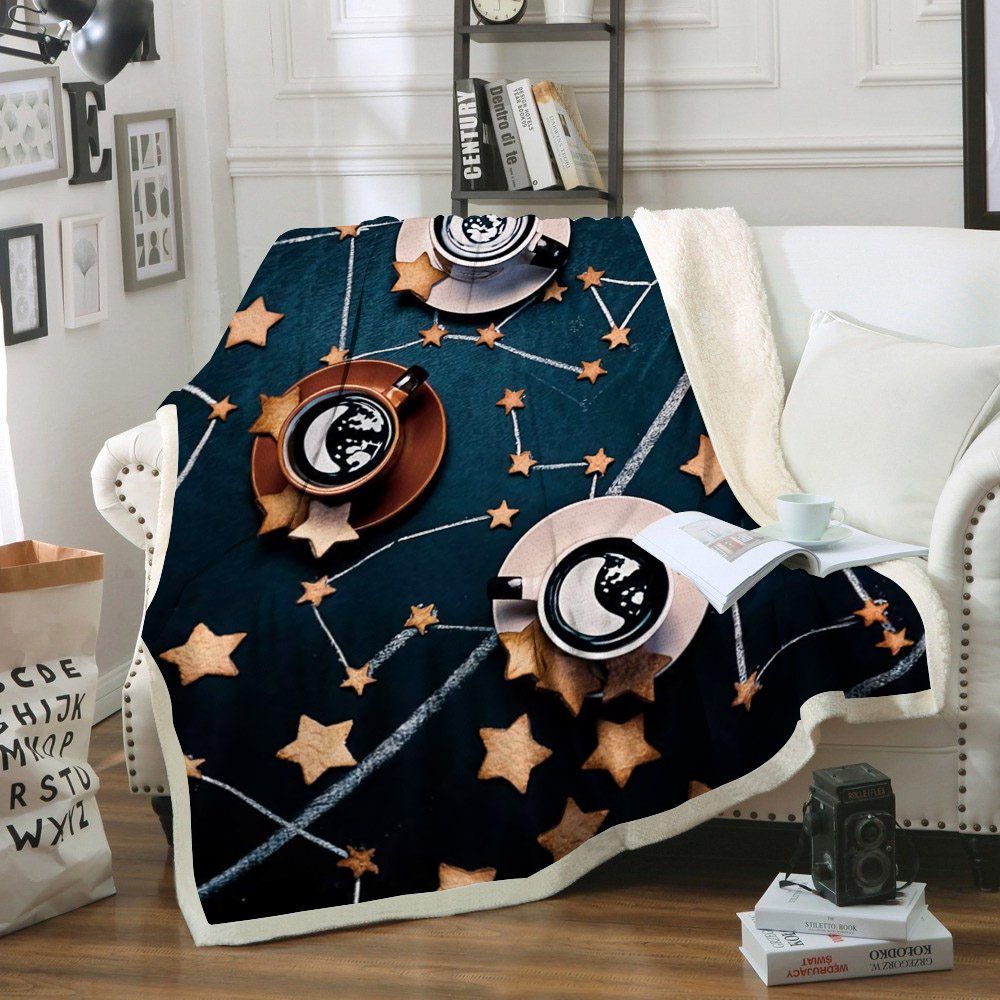 Coffee Sherpa Fleece Blanket