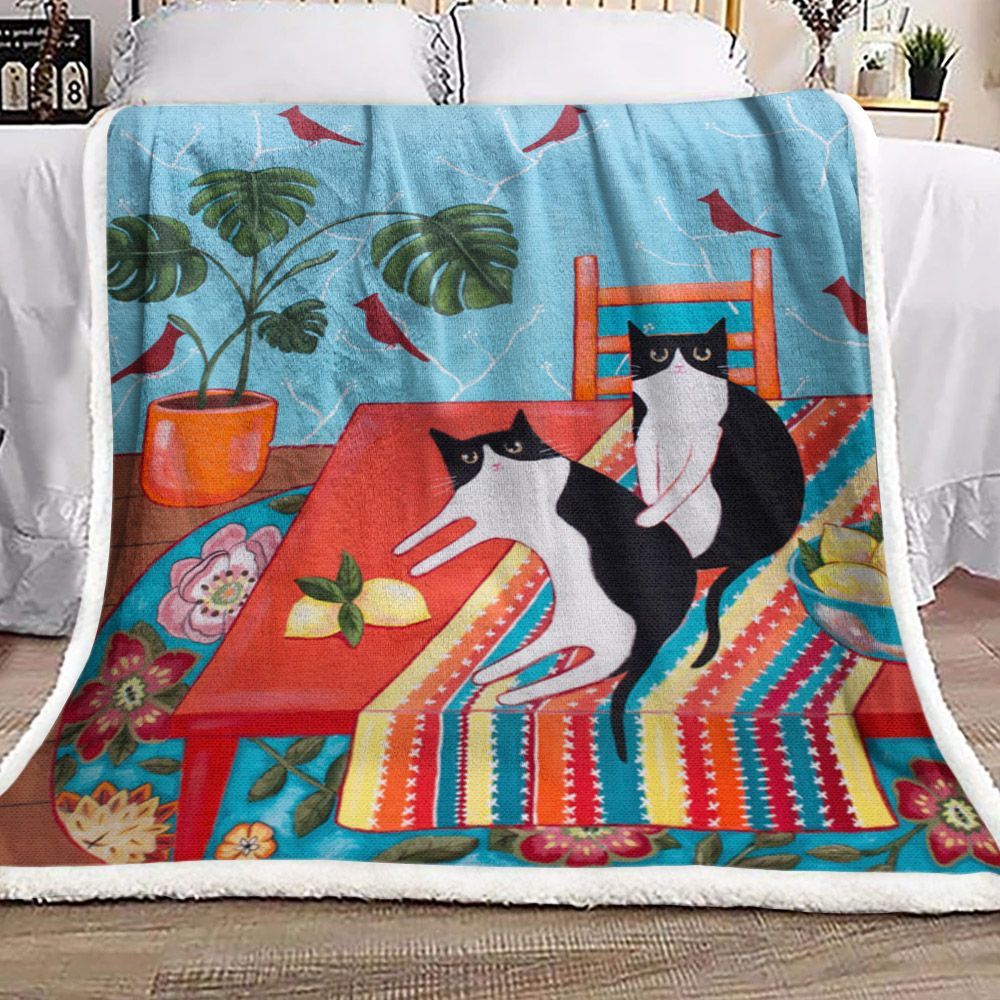 Coffee Cat Sherpa Fleece Blanket