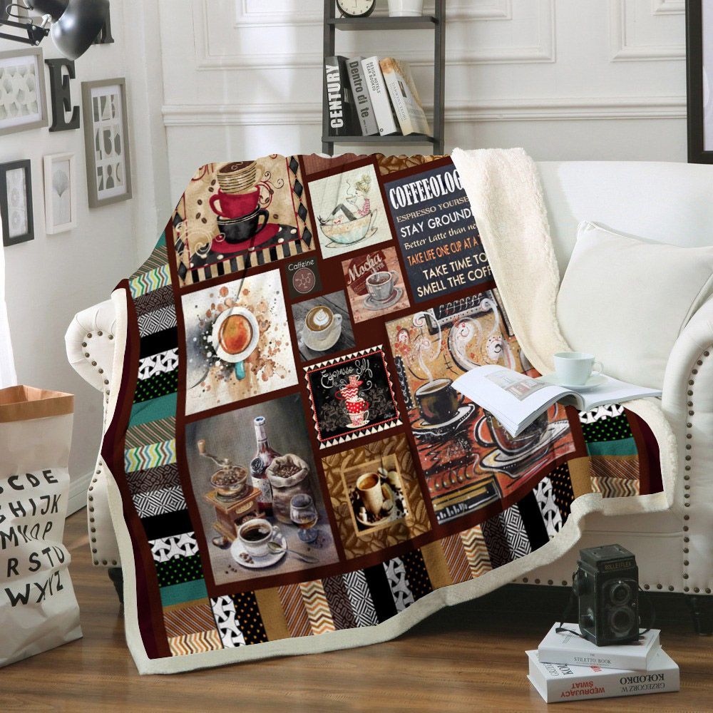 Coffee Sherpa Fleece Blanket