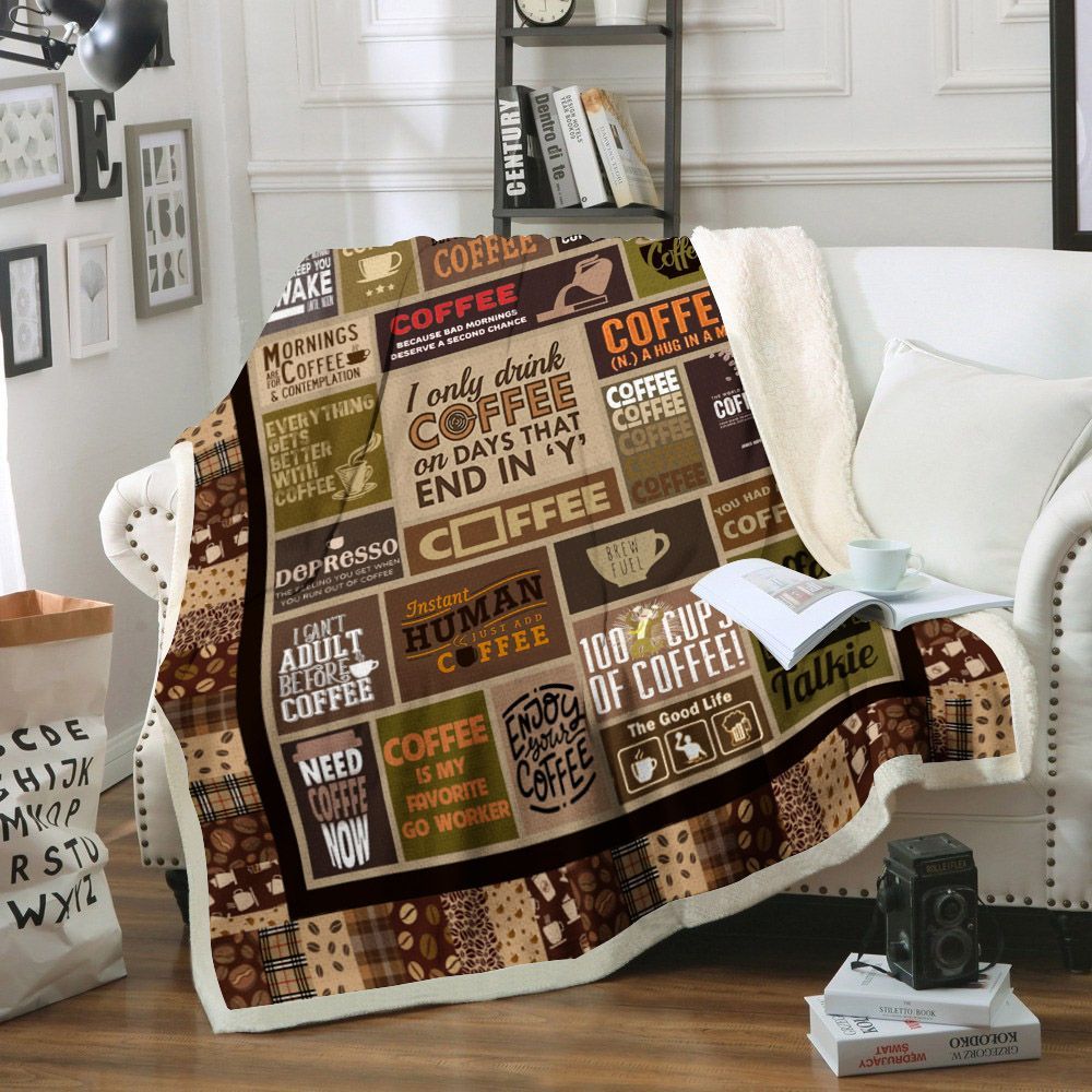 Coffee Sherpa Fleece Blanket
