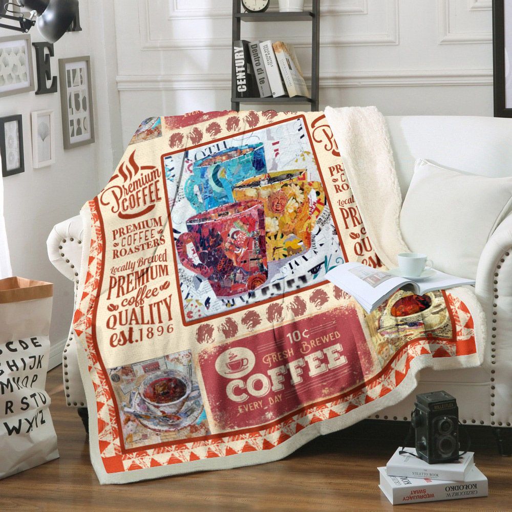 Coffee Sherpa Fleece Blanket