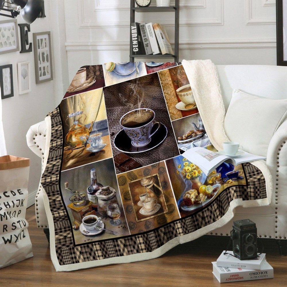 Coffee Sherpa Fleece Blanket