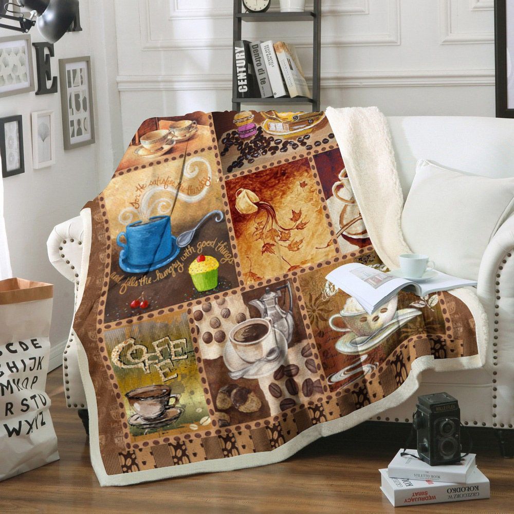 Coffee Sherpa Fleece Blanket