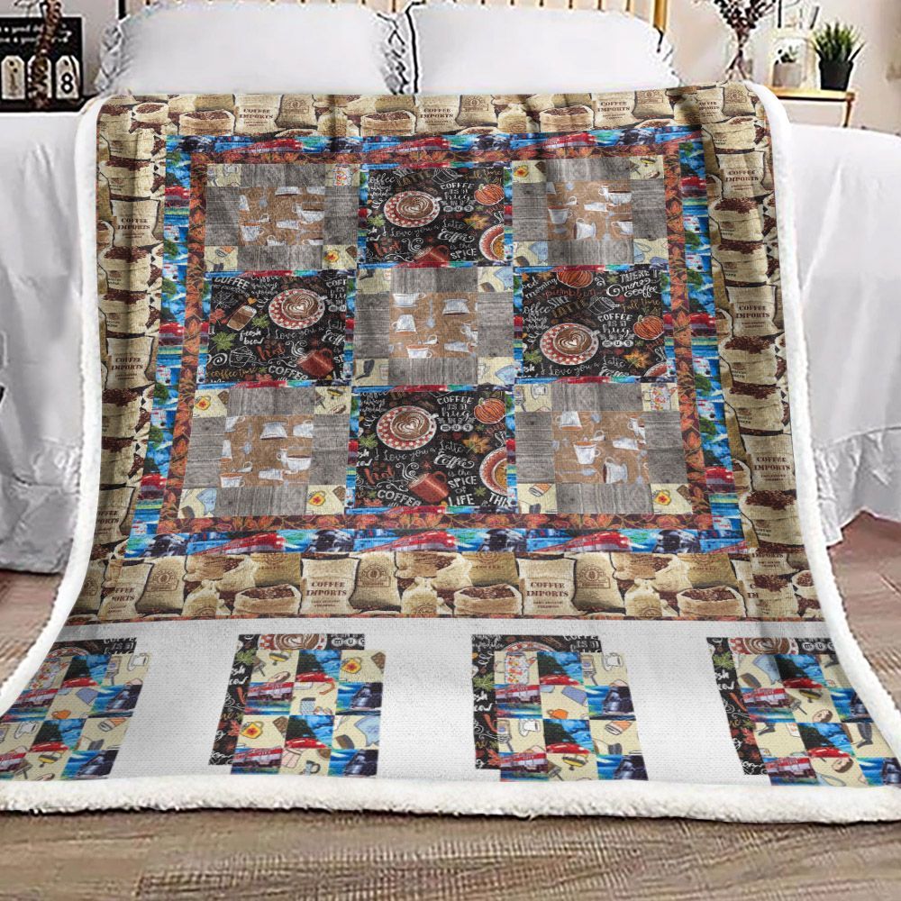 Coffee Sherpa Fleece Blanket