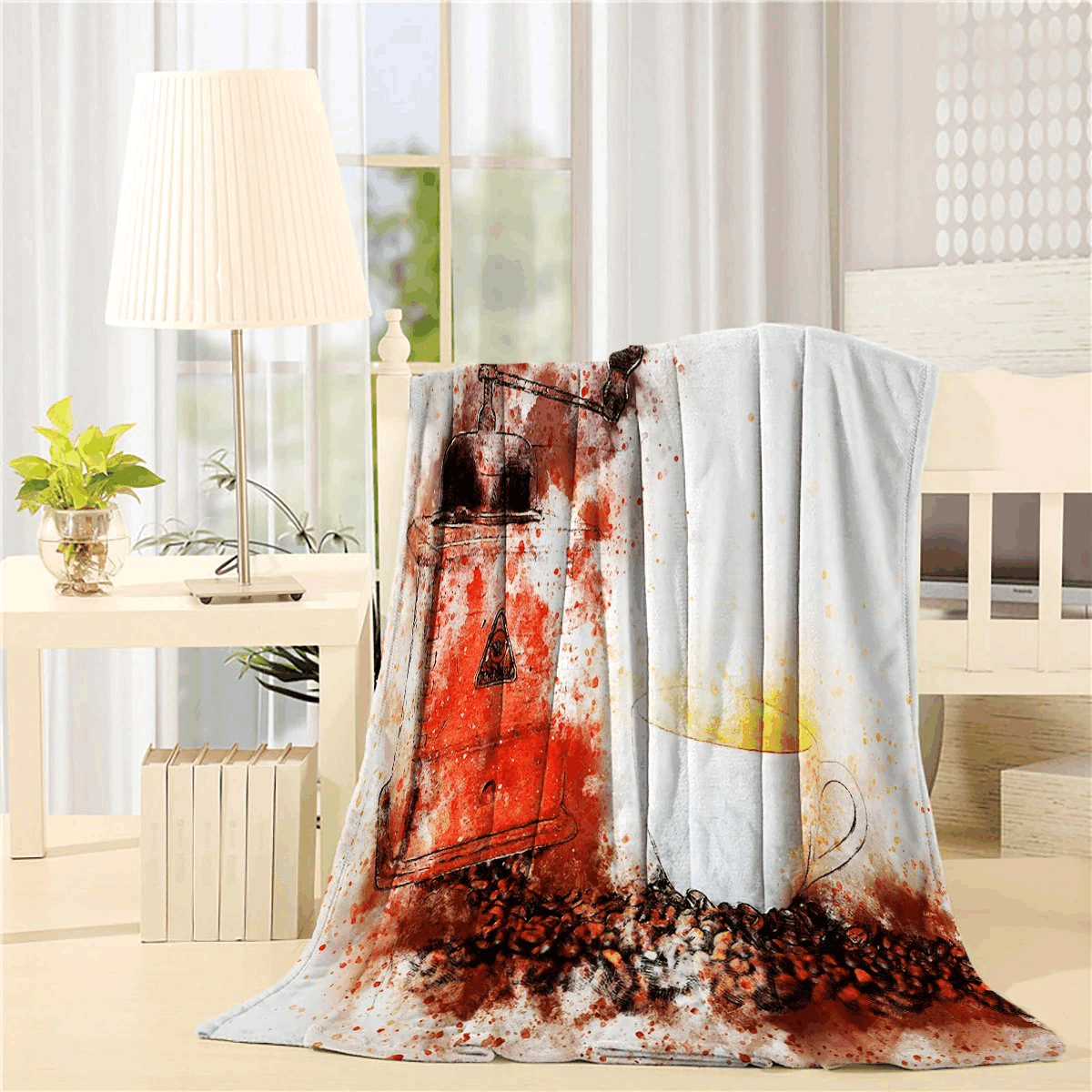 Coffee Sherpa Fleece Blanket