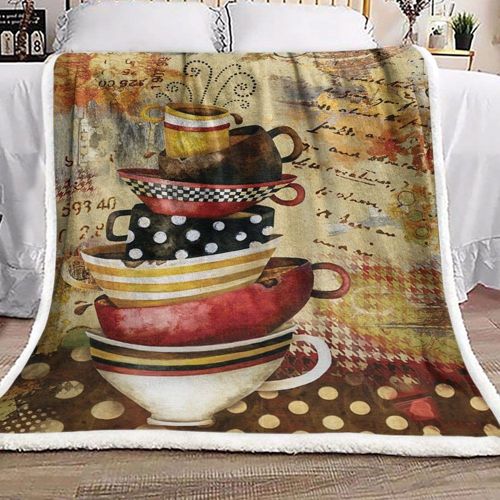 Coffee Cup Sherpa Fleece Blanket