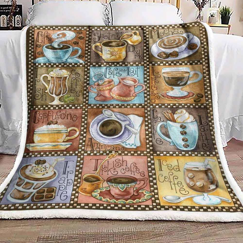 Coffee Cup Sherpa Fleece Blanket