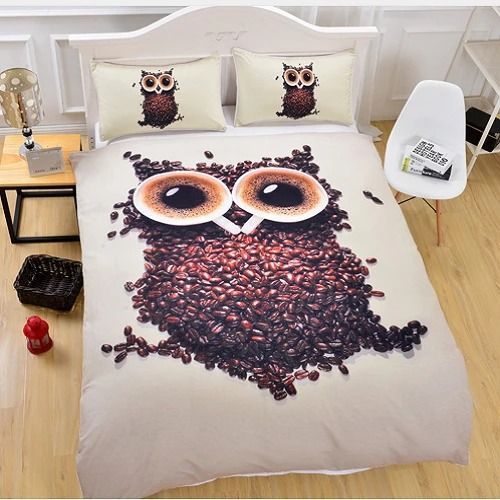 Coffee Cute Owl Bedding Set