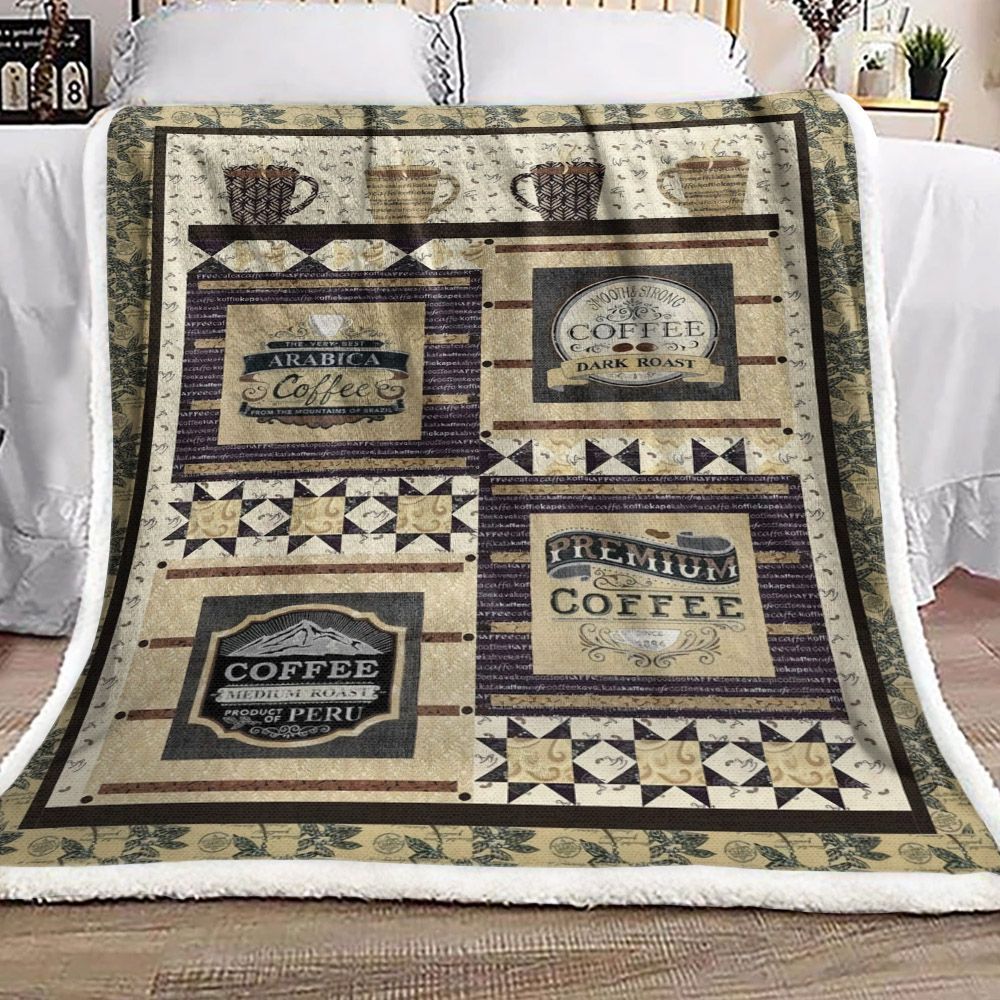 Coffee Sherpa Fleece Blanket