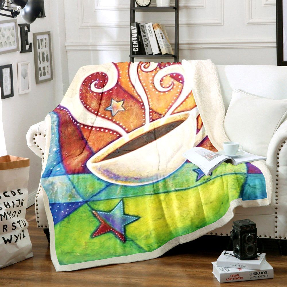 Coffee Sherpa Fleece Blanket