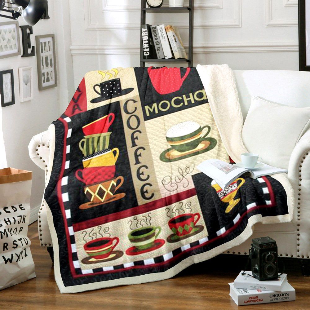 Coffee Sherpa Fleece Blanket