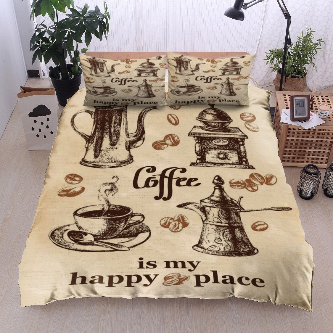 Coffee Is My Happy Place Bedding Set