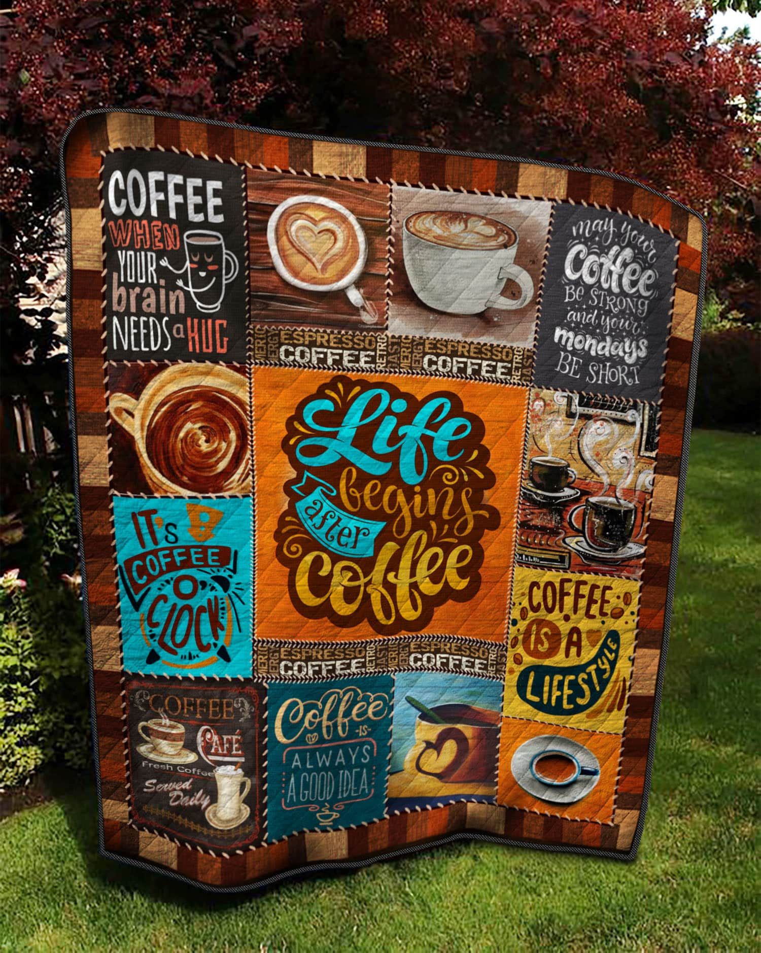 Coffee Life Begin After Coffee Quilt Blanket DHC020120590TD