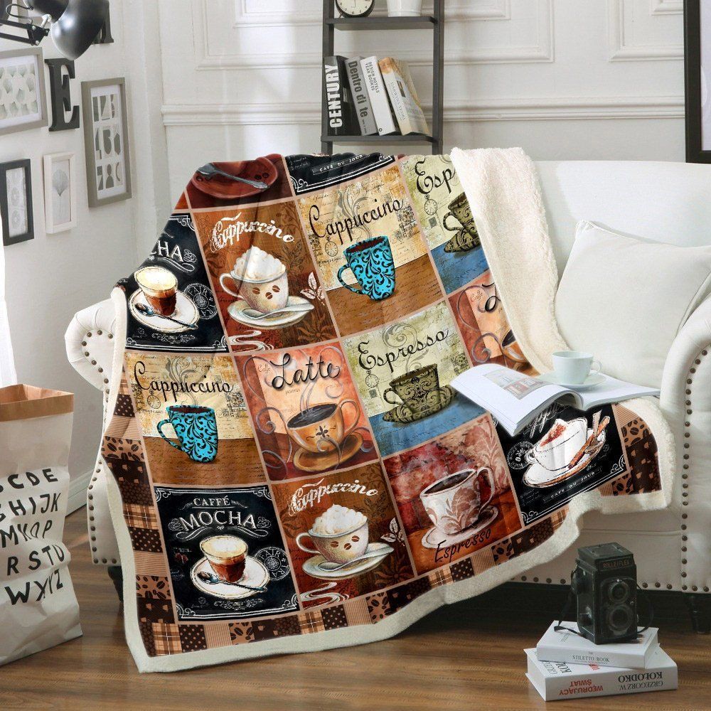 Coffee Life Sherpa Fleece Blanket