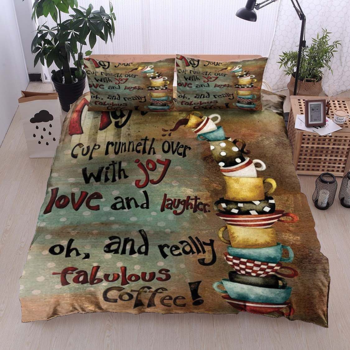 Coffee Love And Laugh Bedding Set