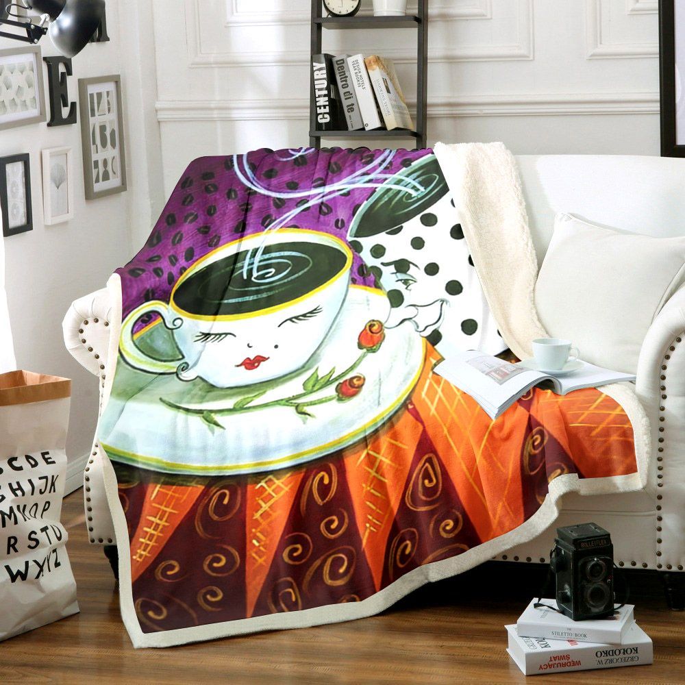 Coffee Sherpa Fleece Blanket