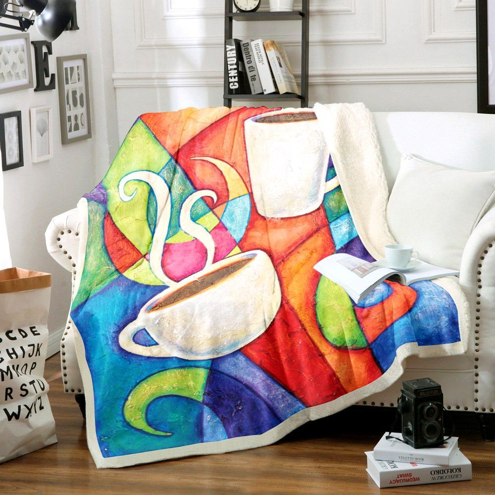 Coffee Sherpa Fleece Blanket