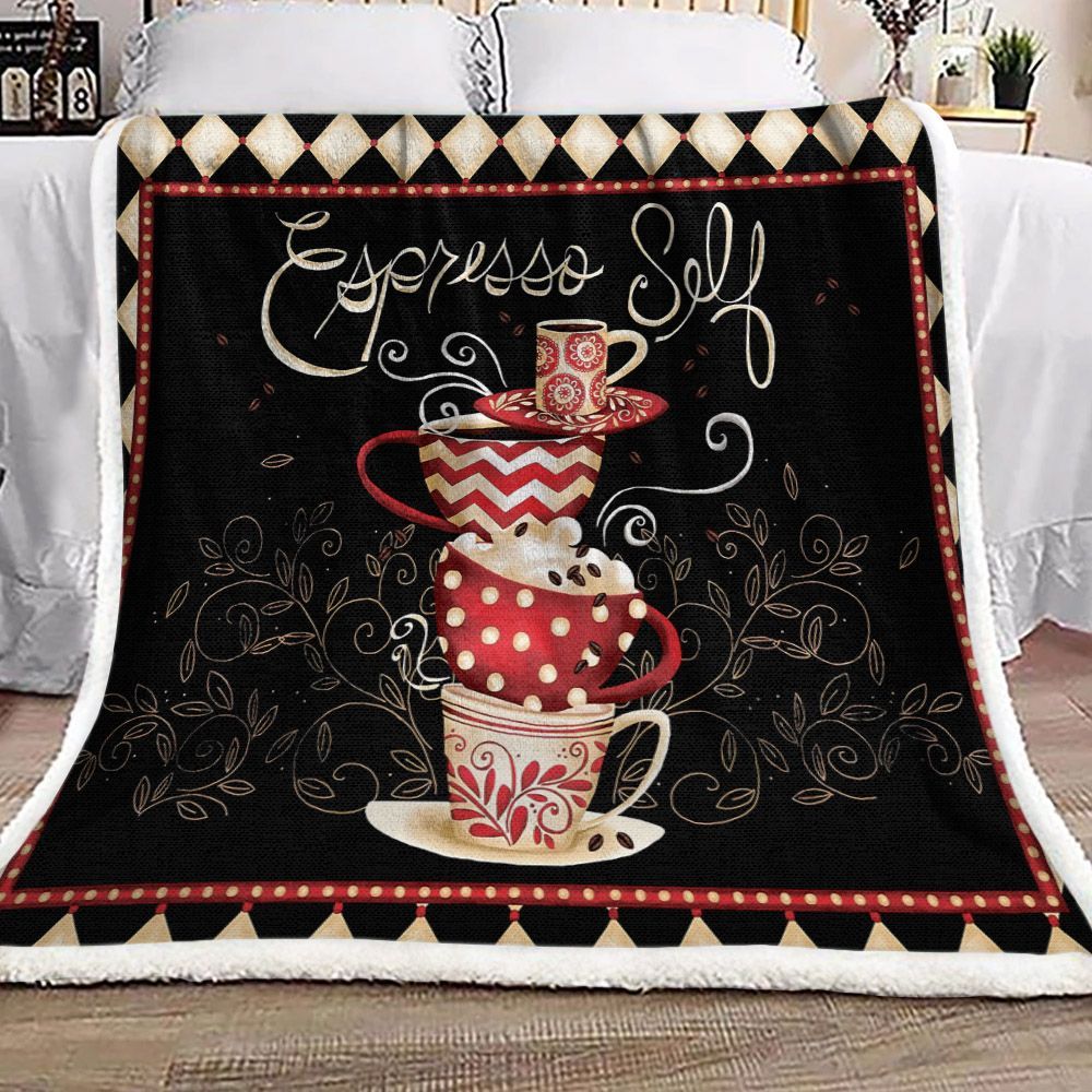 Coffee Sherpa Fleece Blanket