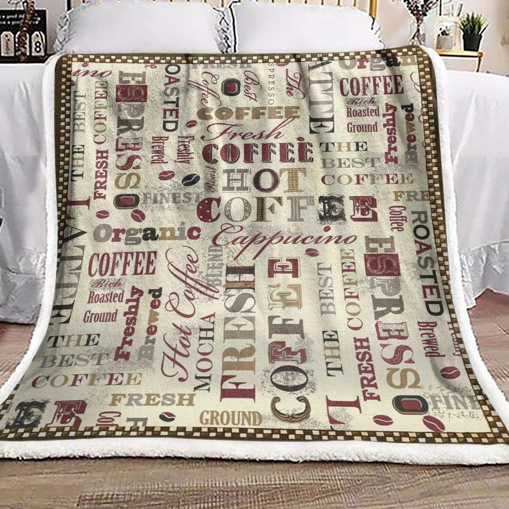 Coffee Sherpa Fleece Blanket