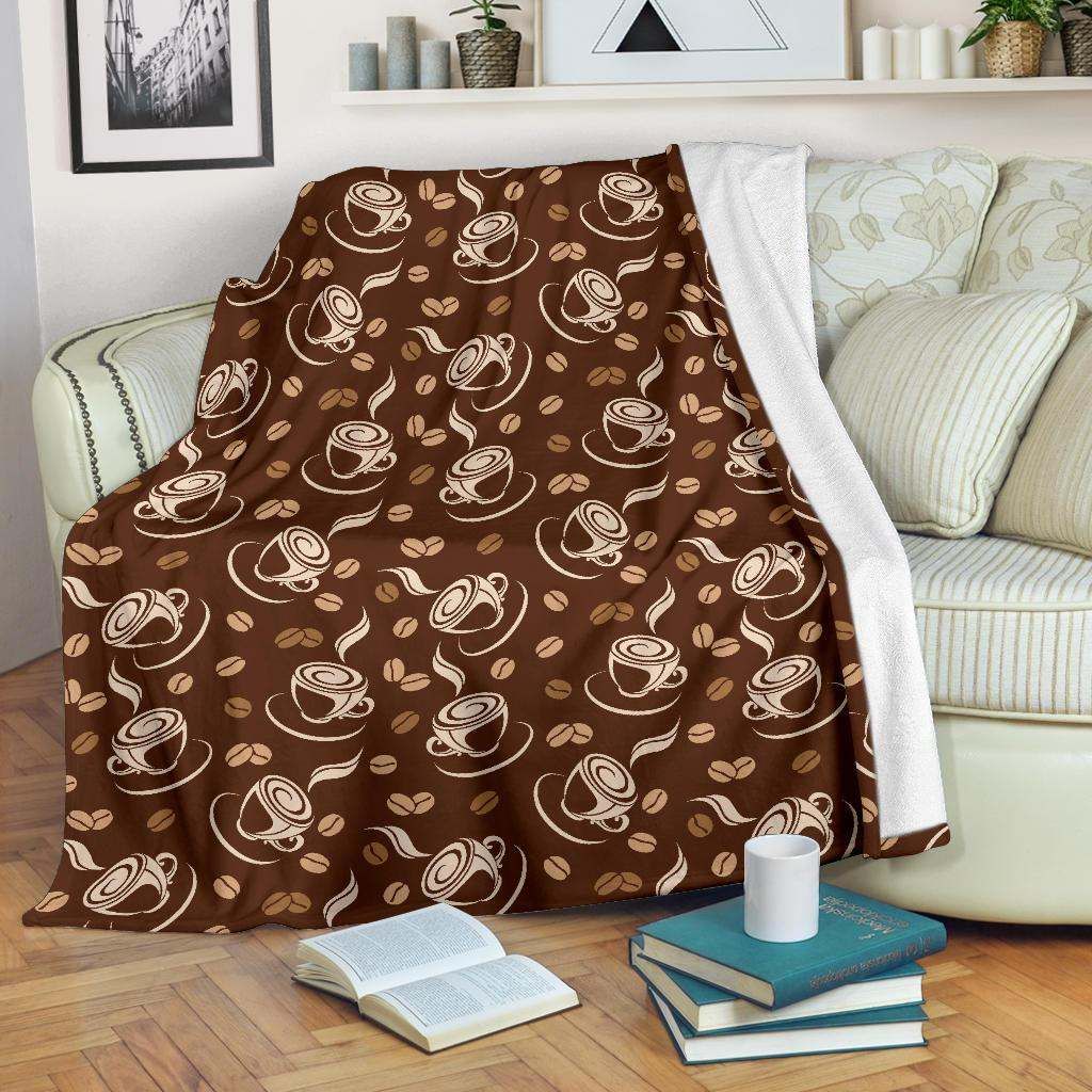 Coffee Pattern Sherpa Fleece Blanket