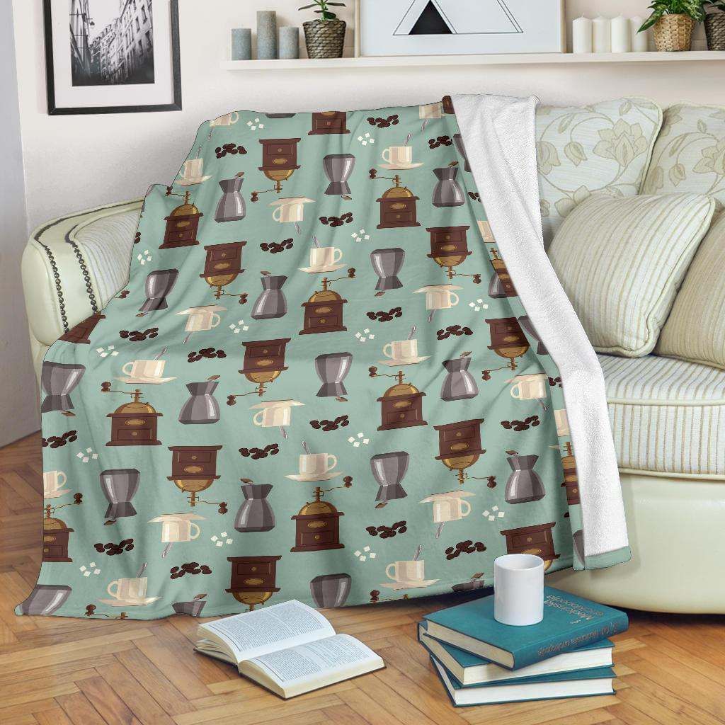 Coffee Pattern Sherpa Fleece Blanket