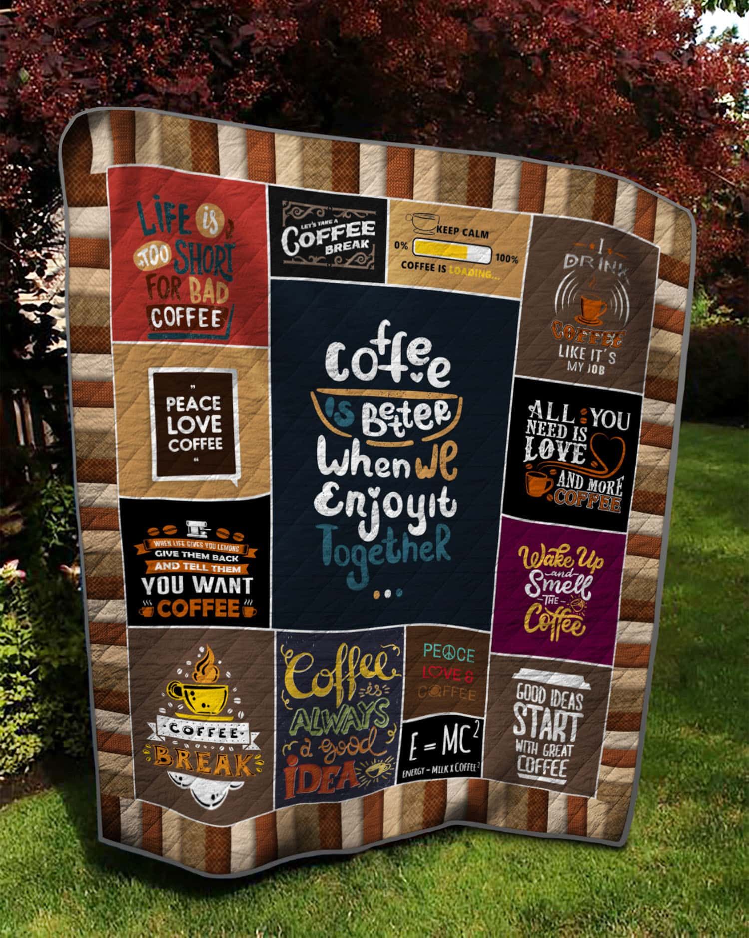 Coffee Peace Love Coffee Quilt Blanket DHC020120972TD