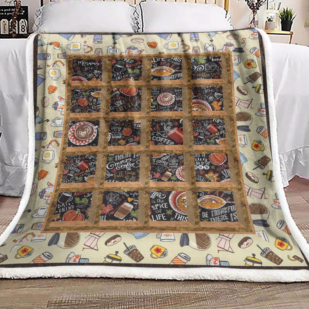 Coffee Tea Sherpa Fleece Blanket