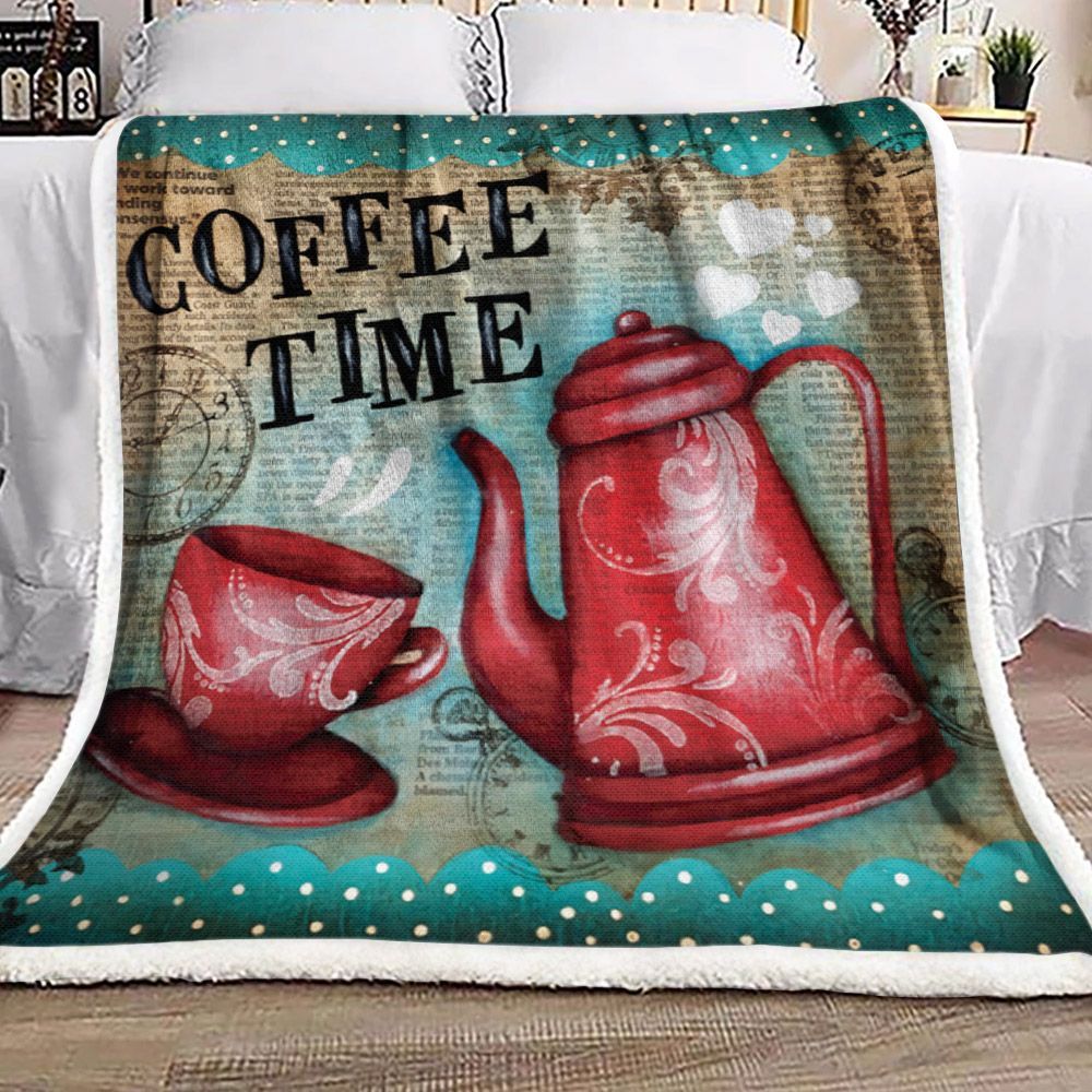 Coffee Time Sherpa Fleece Blanket