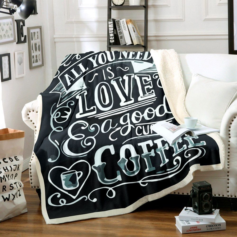 Coffee Typography Sherpa Fleece