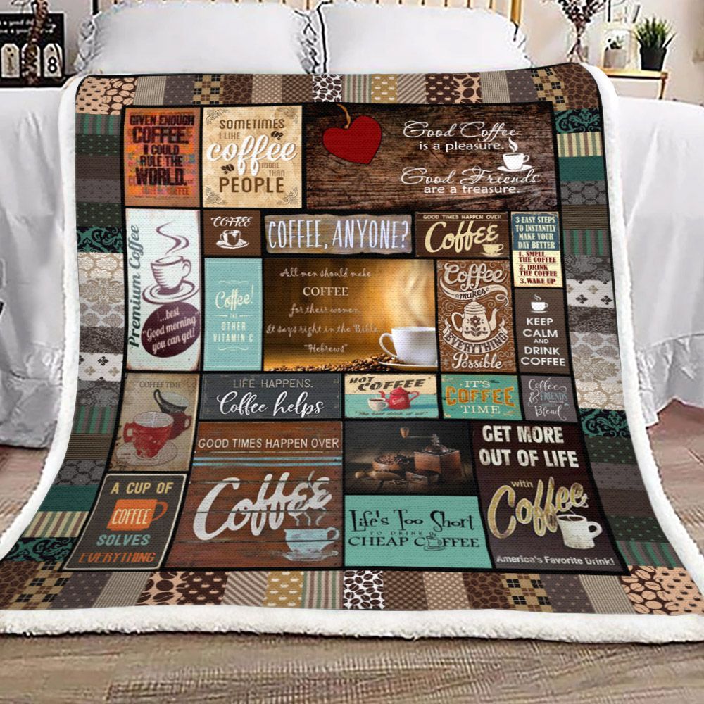Coffee Sherpa Fleece Blanket