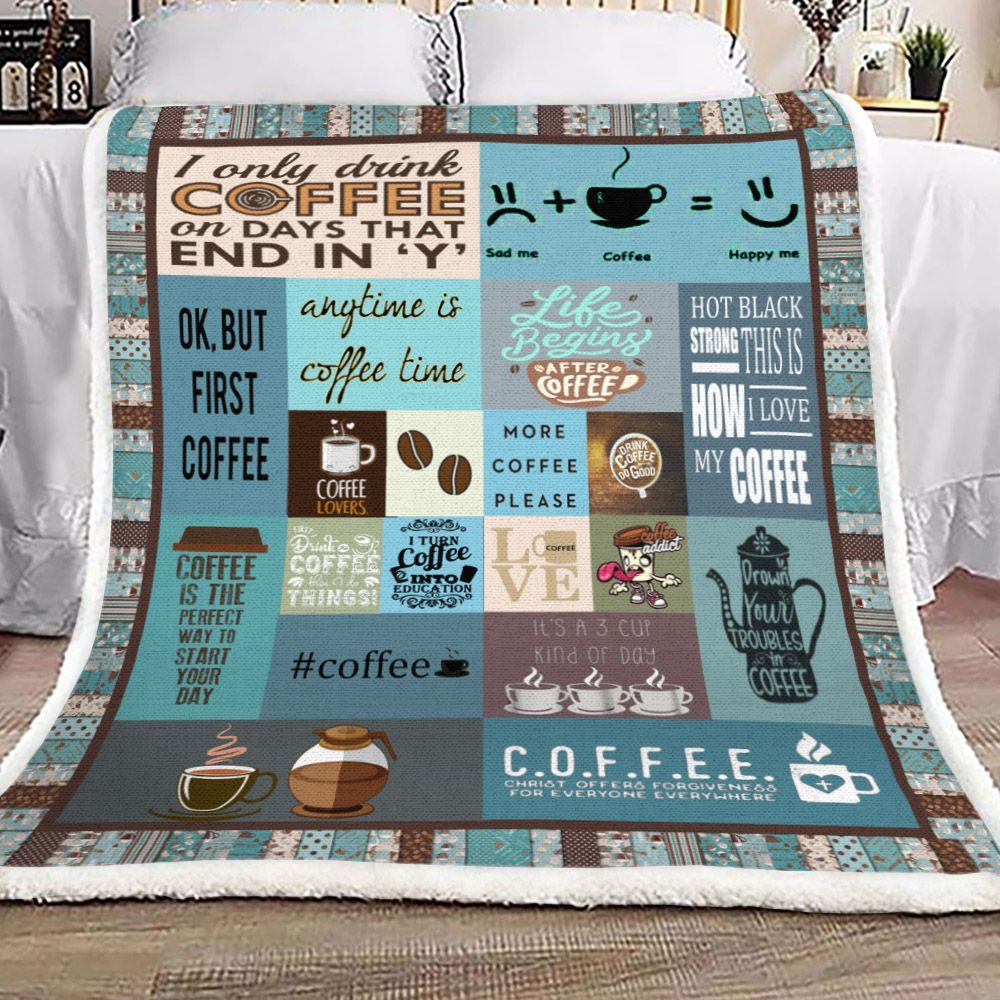 Coffee Sherpa Fleece Blanket