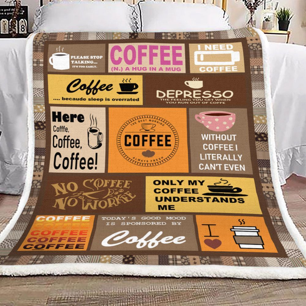Coffee Sherpa Fleece Blanket