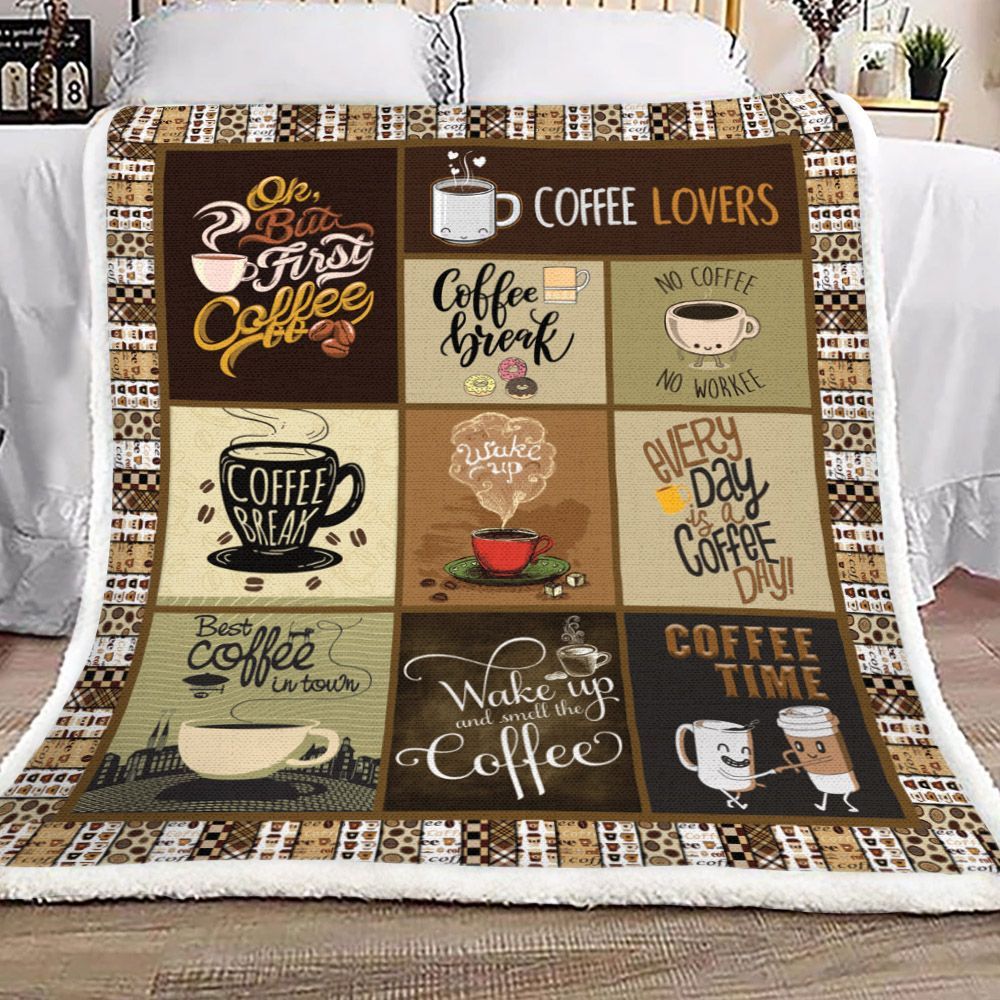 Coffee Sherpa Fleece Blanket