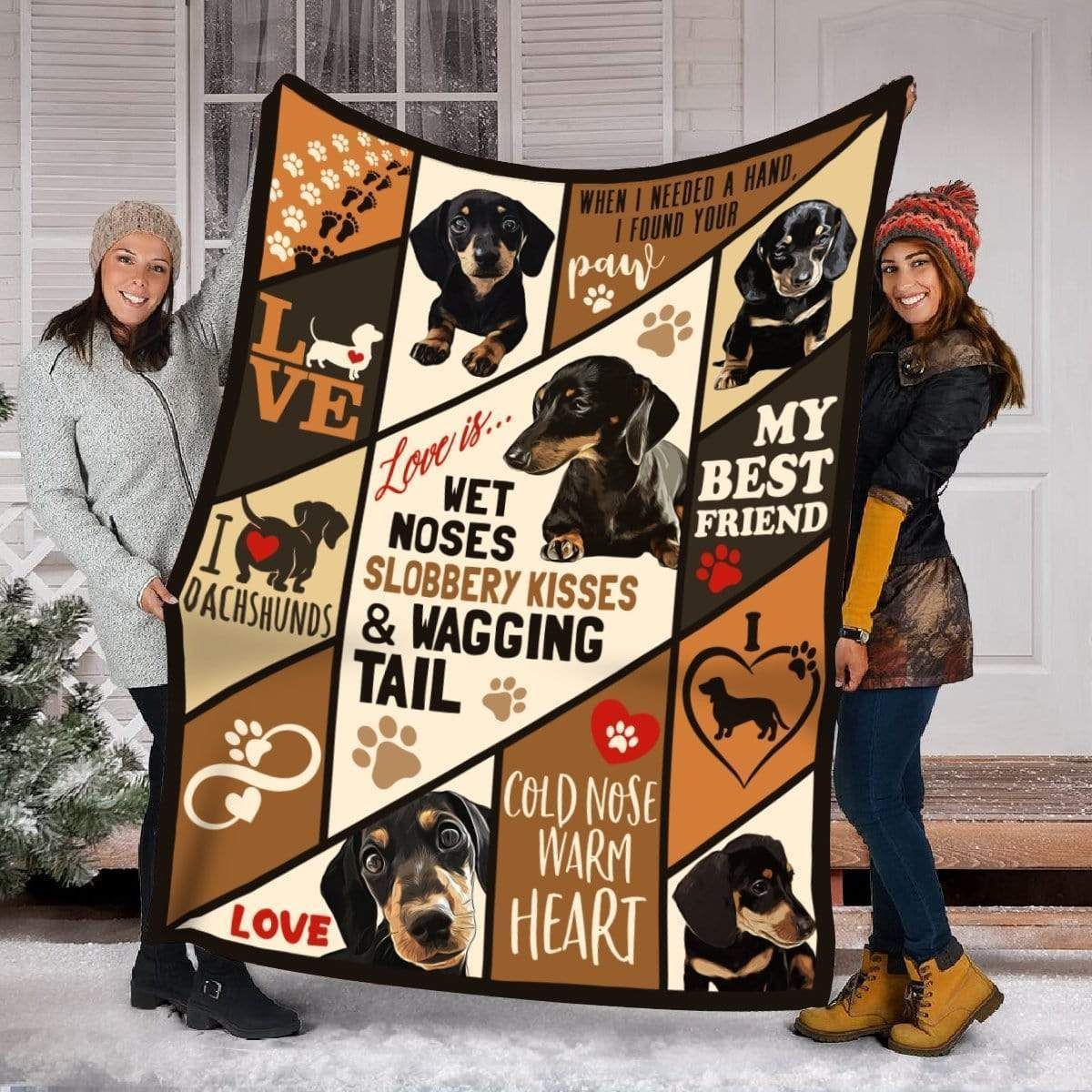 Cold Nose Warm Heart Dachshund Fleece Blanket Gift For Dog Lovers