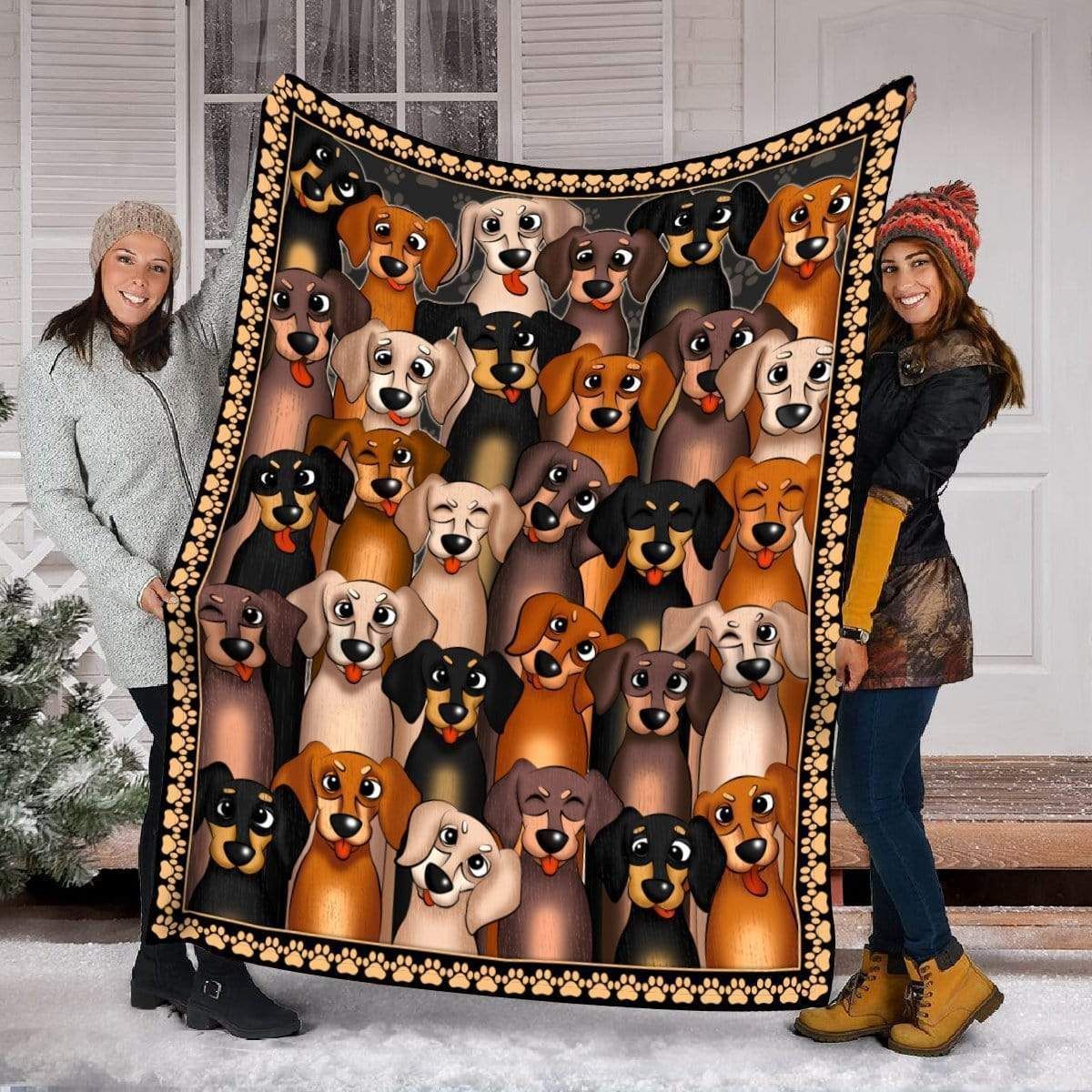 Collection Dachshund Cartoon Printed Fleece Blanket