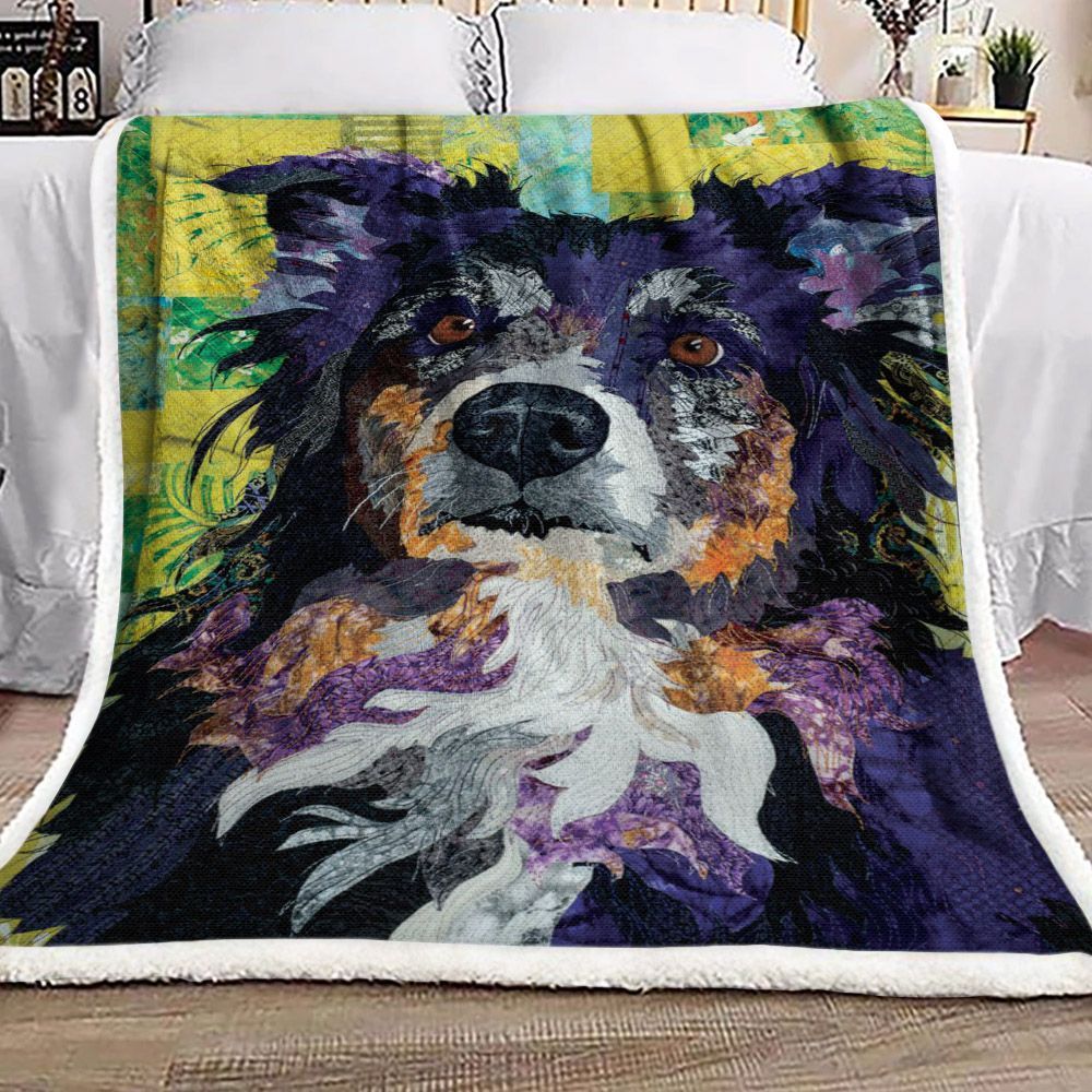 Collie Dog Sherpa Fleece Blanket