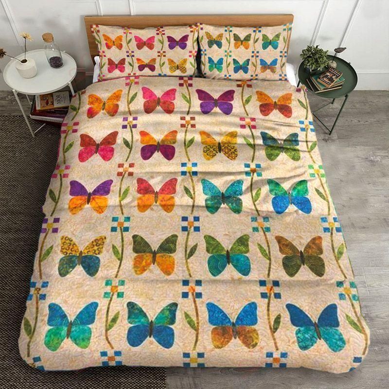 Coloful Vintage Butterfly Pattern Printed Bedding Set