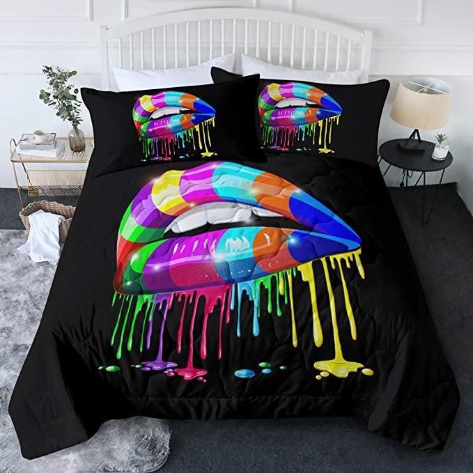 Color Drip Lips Bedding Set