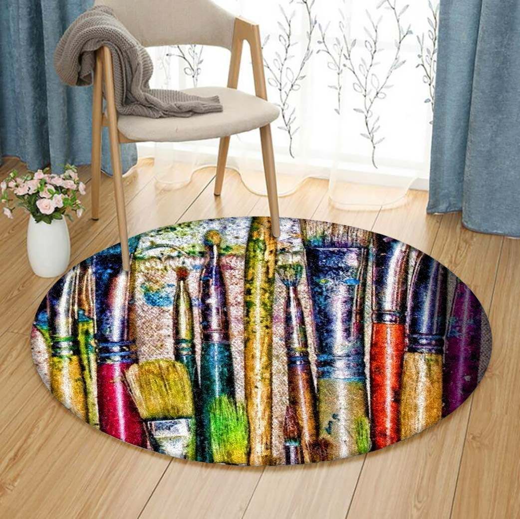 Color Pen Drawing Round Carpet