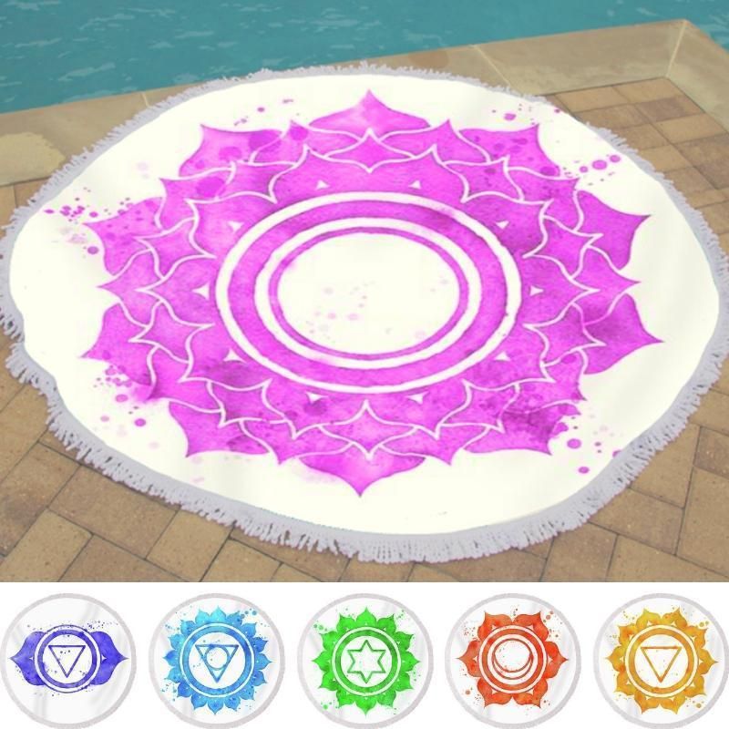 Color Seven Chakras Printed Round Beach Towel