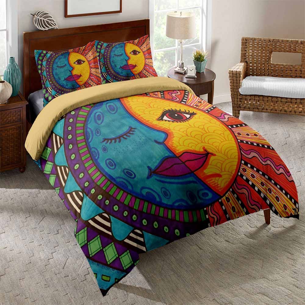 Color Sun And Moon Pattern Printed Bedding Set