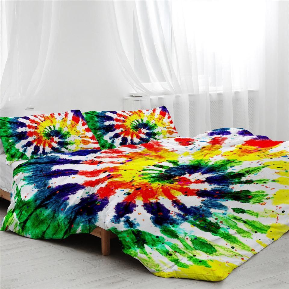 Color Swirl In White Bedding Set