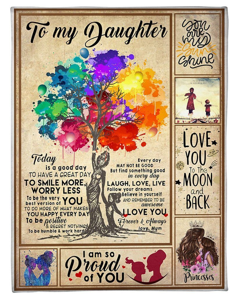 Color Tree To My Daughter Sherpa Fleece Blanket