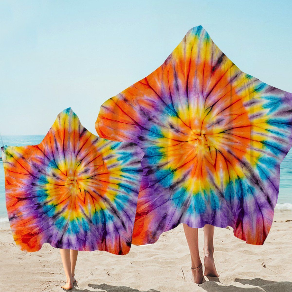 Color Vortex Background Pattern Printed Hooded Towel