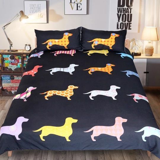 Colored Dachshund Bedding Set